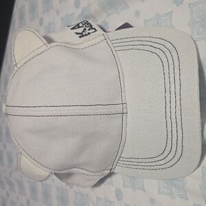 Karl Lagerfeld White Hat with Black Stitching